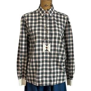 VTG Imperial Landhaus Plaid Woodland Oktoberfest Trachten Button Shirt Women’s M